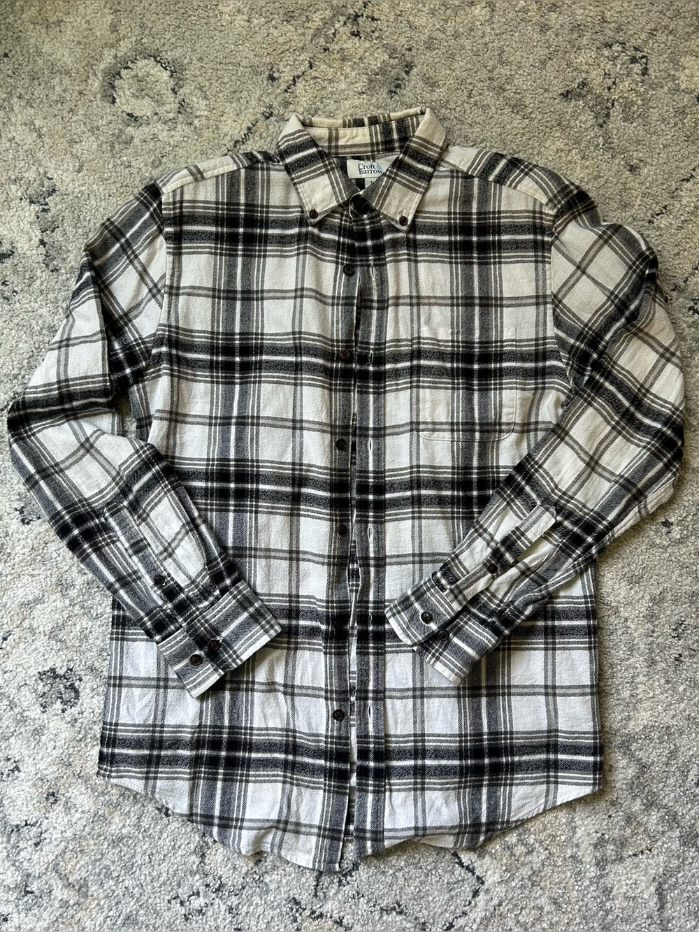 Black and White Plaid Button-Down Shirt